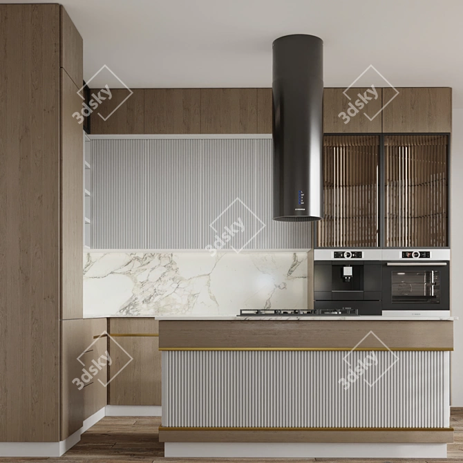 Modern L-Shaped Kitchen 3D Model 3D model image 2