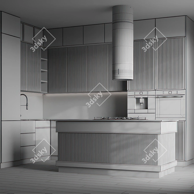 Modern L-Shaped Kitchen 3D Model 3D model image 7