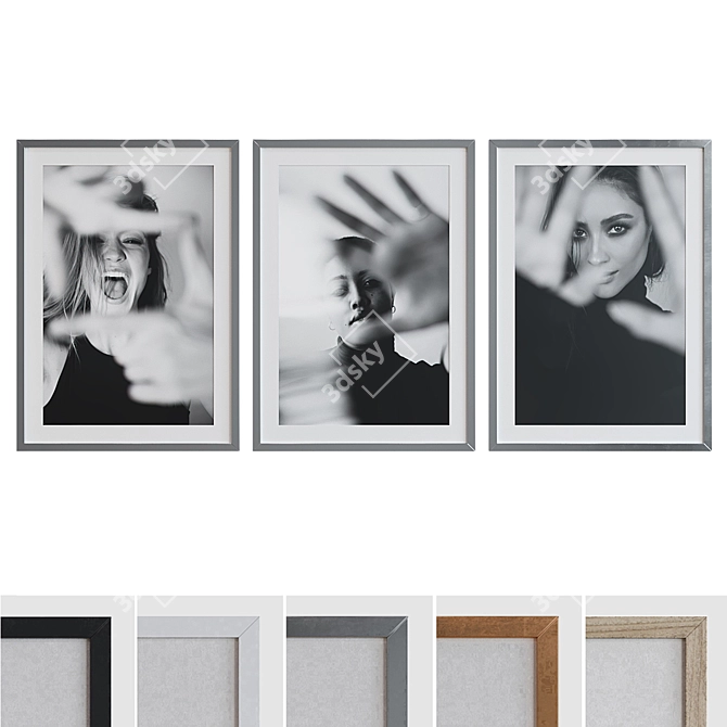 Modern Style Portrait Picture Frame Set 3D model image 1