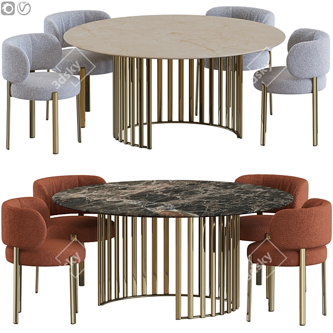 Elegant Roma Chair & Table 3D model image 1