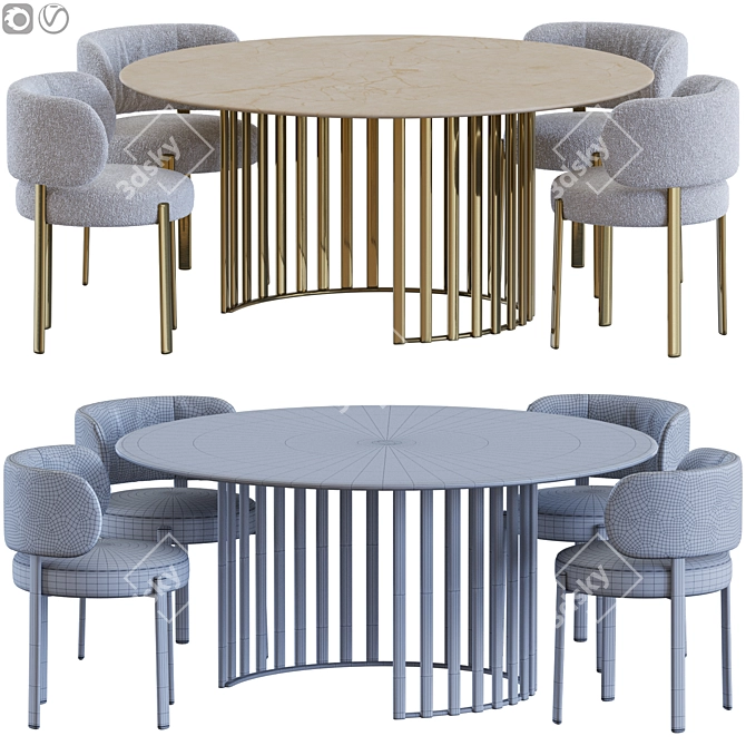 Elegant Roma Chair & Table 3D model image 2