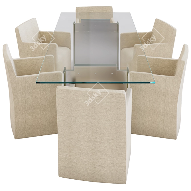 Sleek Omnia Dining Set 3D model image 3