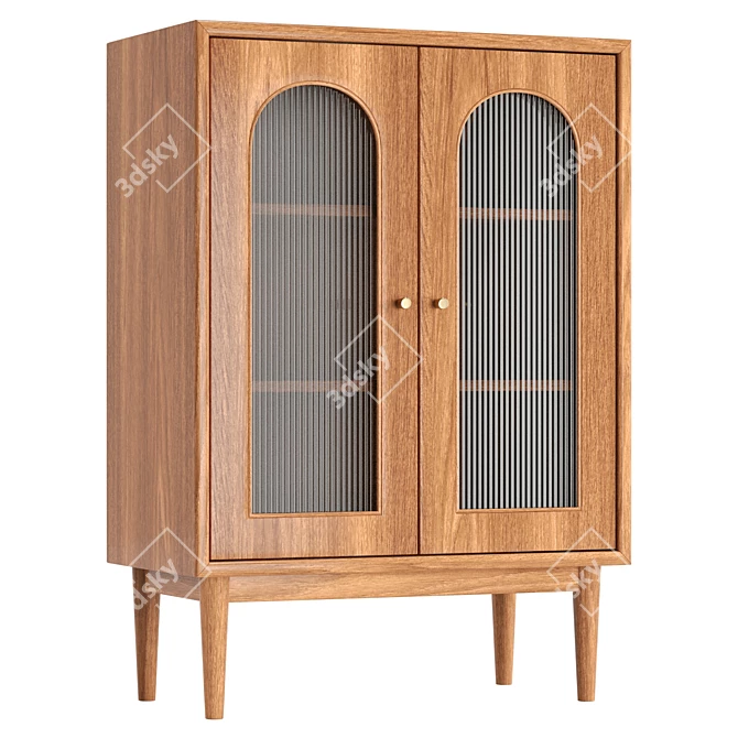 Nordic 2-Shelf Glass Door Cabinet 3D model image 1