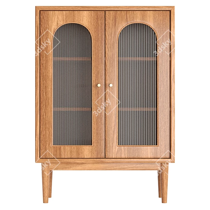 Nordic 2-Shelf Glass Door Cabinet 3D model image 2