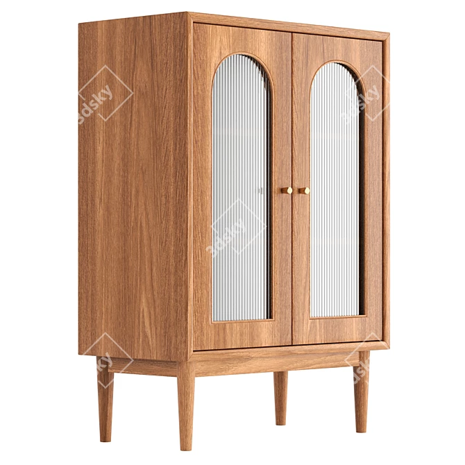 Nordic 2-Shelf Glass Door Cabinet 3D model image 4