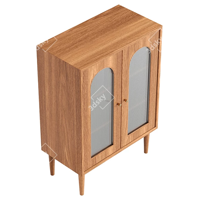 Nordic 2-Shelf Glass Door Cabinet 3D model image 5