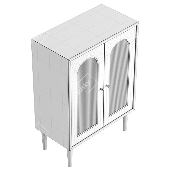 Nordic 2-Shelf Glass Door Cabinet 3D model image 6