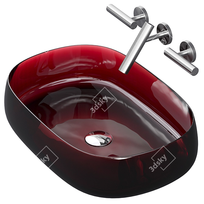 Modern Oval Sink & Faucet 3D model image 1