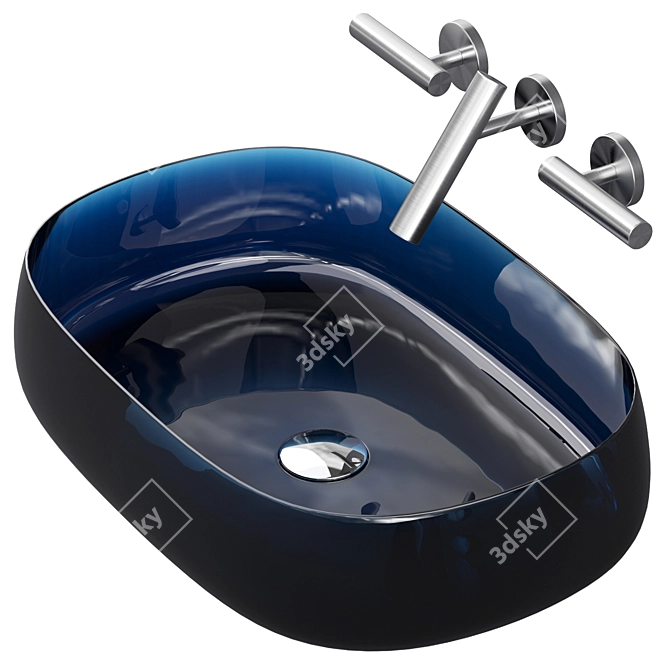 Modern Oval Sink & Faucet 3D model image 3