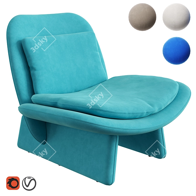 Baxter ELLI Leather Armchair in Four Nubuck Colors 3D model image 1