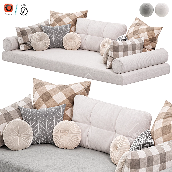 Cozy Window Seat Pillow Set 3D model image 1