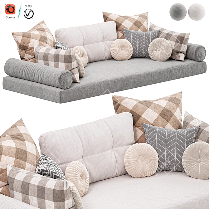 Cozy Window Seat Pillow Set 3D model image 2