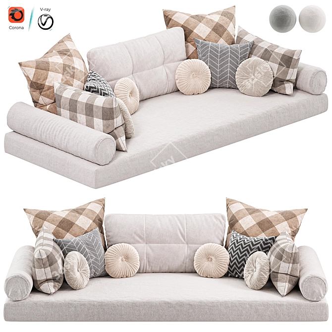 Cozy Window Seat Pillow Set 3D model image 3