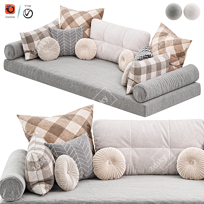 Cozy Window Seat Pillow Set 3D model image 4