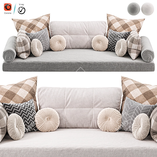 Cozy Window Seat Pillow Set 3D model image 5