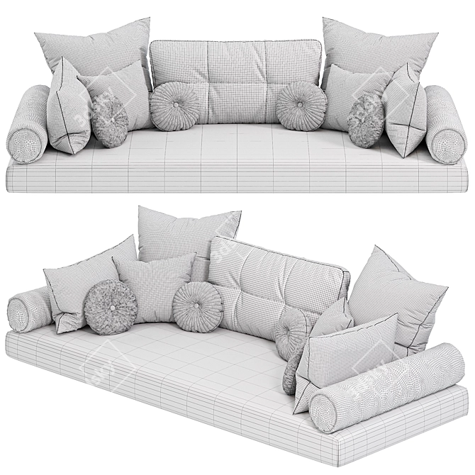 Cozy Window Seat Pillow Set 3D model image 7