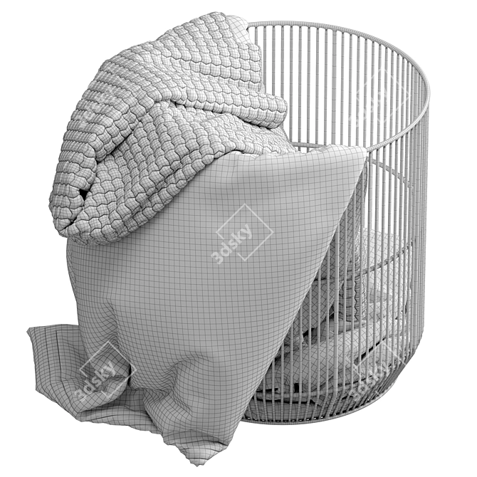 Metal Basket with Comfy Blanket 3D model image 6