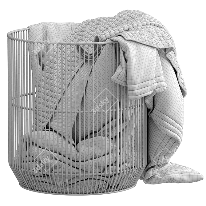 Metal Basket with Comfy Blanket 3D model image 7