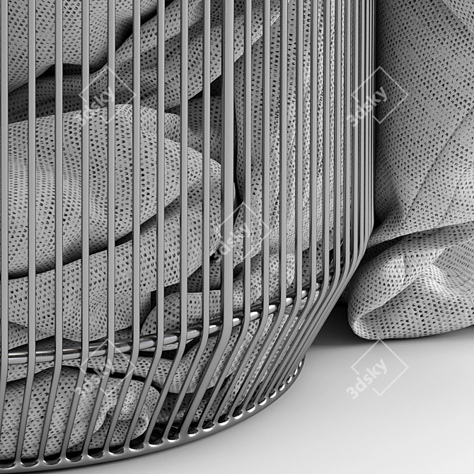 Metal Basket with Comfy Blanket 3D model image 10