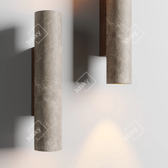 Natural Wood and Stone Lamp 3D model image 2