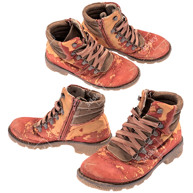 Red Adventure Boots 3D model image 8