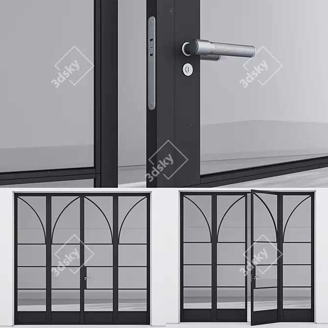 Sleek Aluminium Door Design 3D model image 3