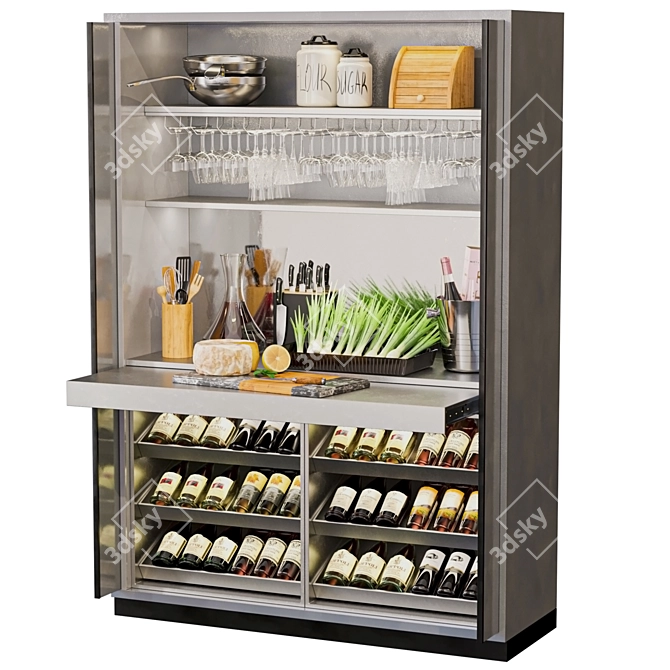 Kitchen & Wine Fridge Set 3D model image 2