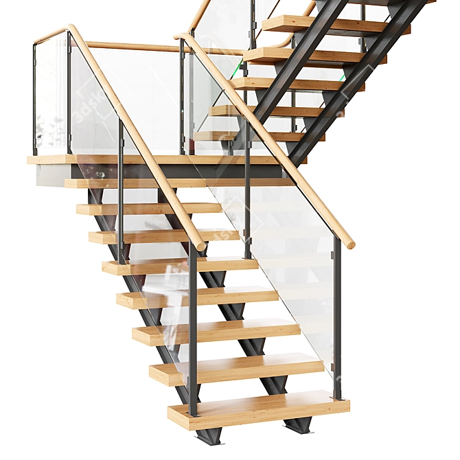 Stylish Modular Staircase Set 3D model image 2