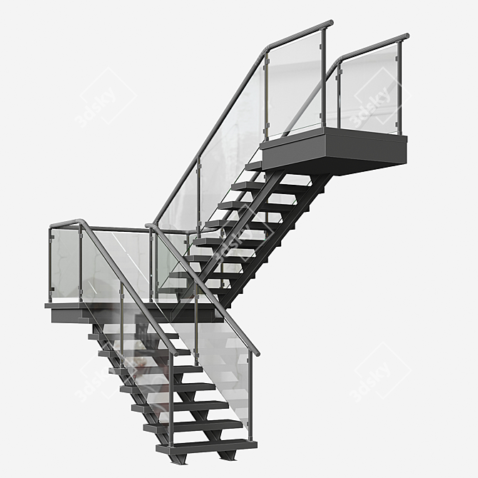 Stylish Modular Staircase Set 3D model image 4