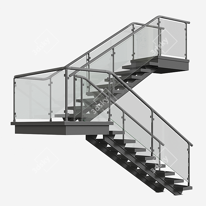 Stylish Modular Staircase Set 3D model image 6