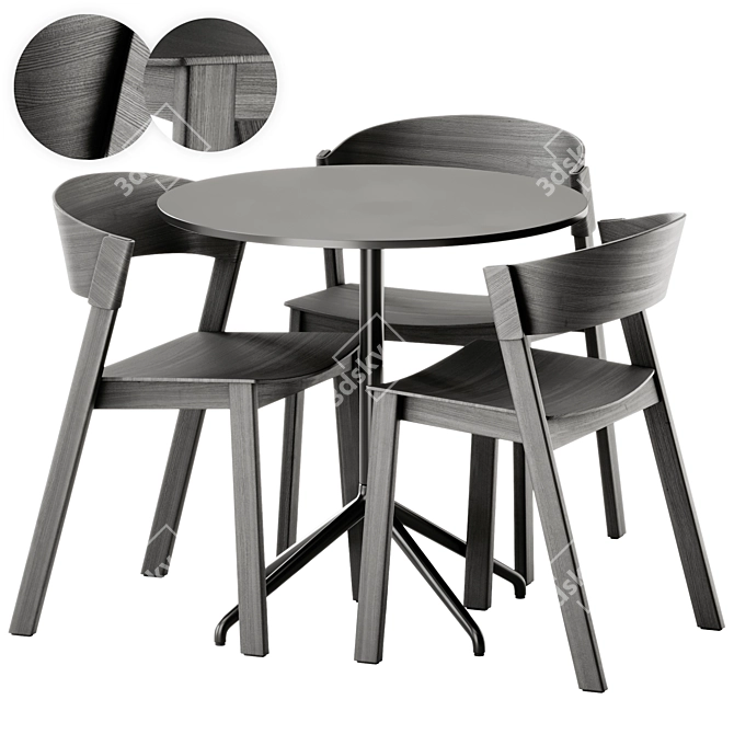 Modern Muuto Chair & Table 3D model image 1