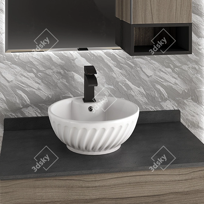 European Bathroom Vanity Set 3D model image 2