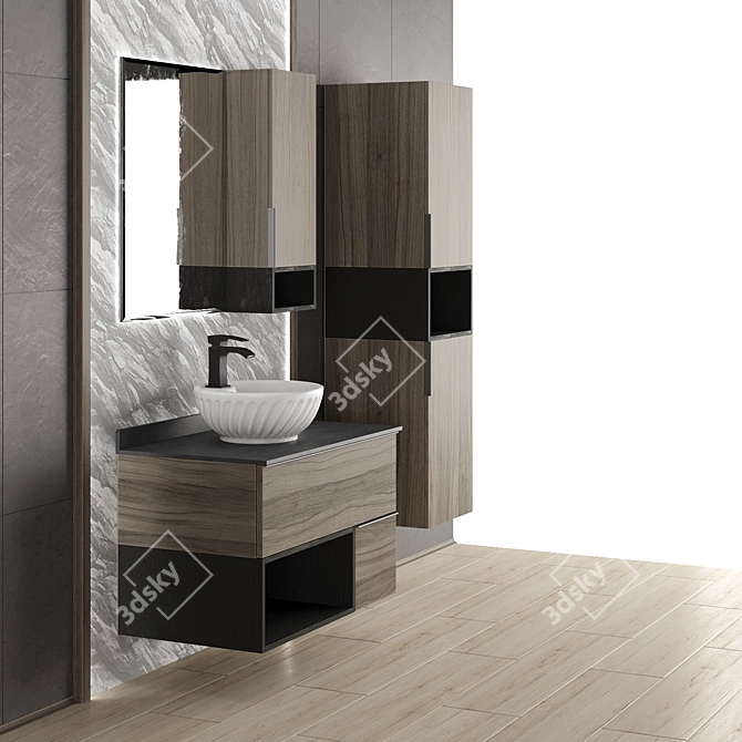 European Bathroom Vanity Set 3D model image 3