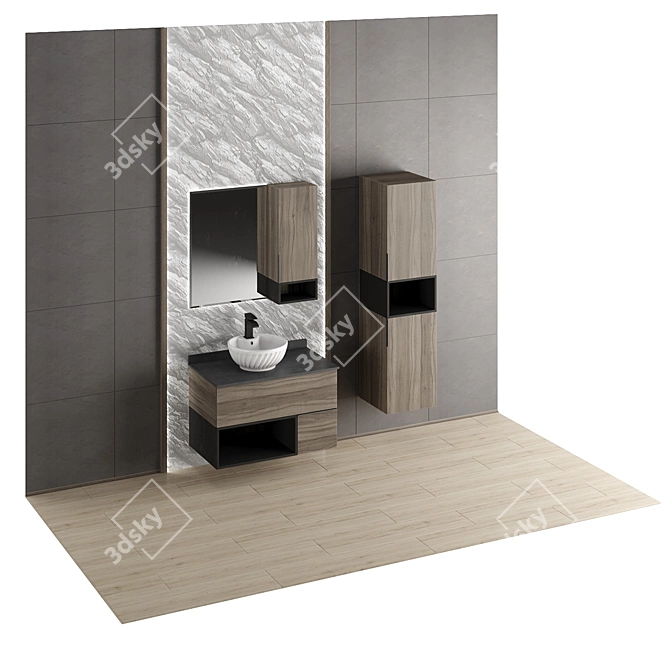 European Bathroom Vanity Set 3D model image 5