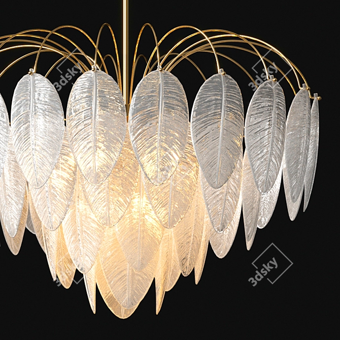 Feather Glass LED Pendant Chandelier 3D model image 5