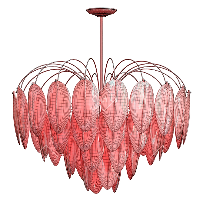 Feather Glass LED Pendant Chandelier 3D model image 6