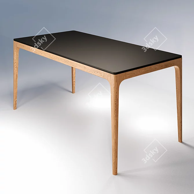 Stylish Oak Dining Table 3D model image 2