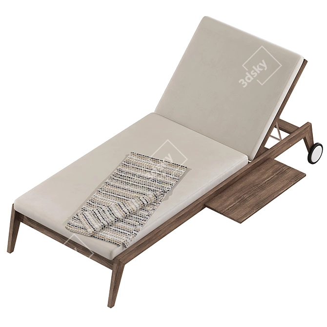 Modern Teak Sun Lounger Design 3D model image 5