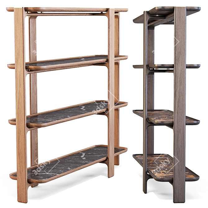 Elegant DUO Ash Wood Bookcase 3D model image 1