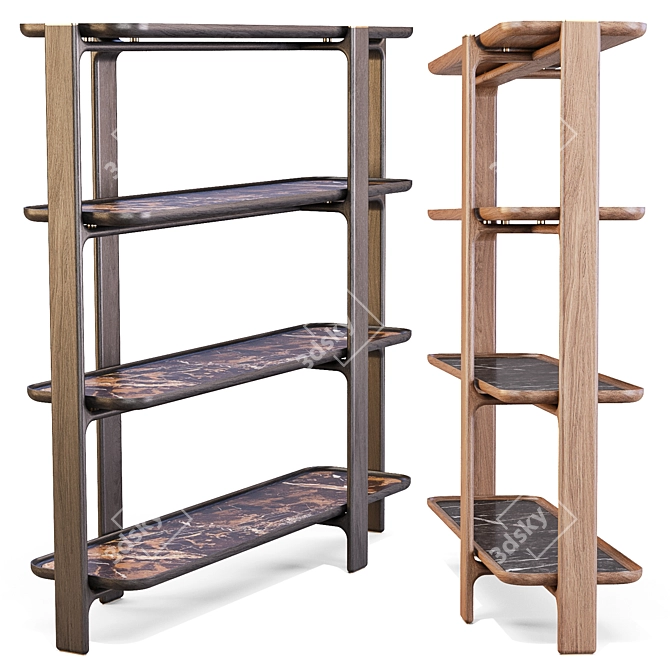 Elegant DUO Ash Wood Bookcase 3D model image 2