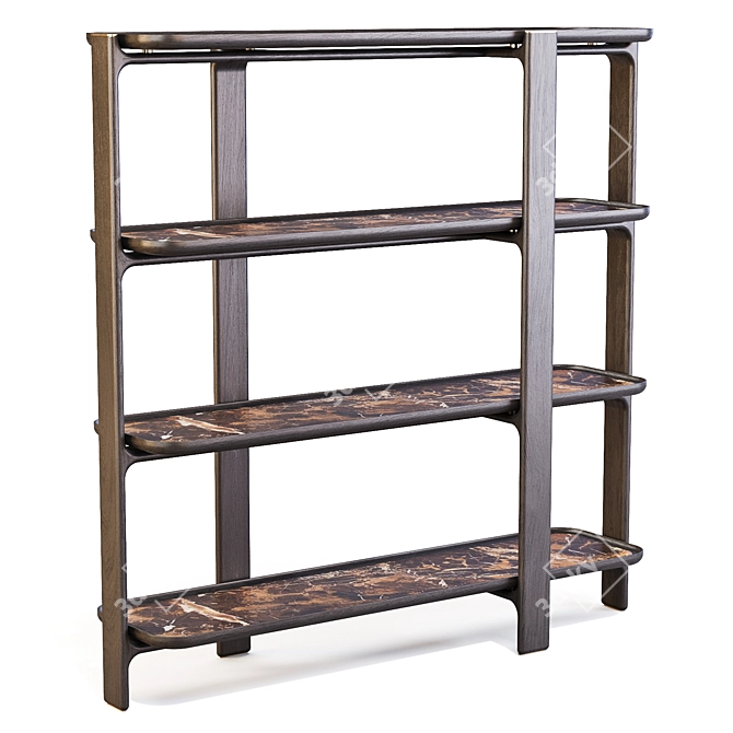 Elegant DUO Ash Wood Bookcase 3D model image 3