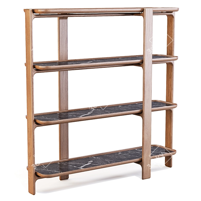 Elegant DUO Ash Wood Bookcase 3D model image 4