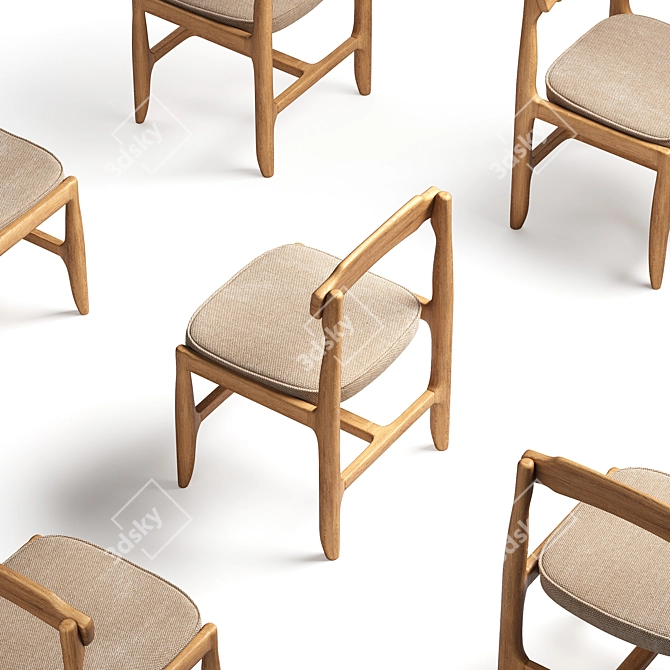 French Set 1970 Side Chairs 3D model image 3