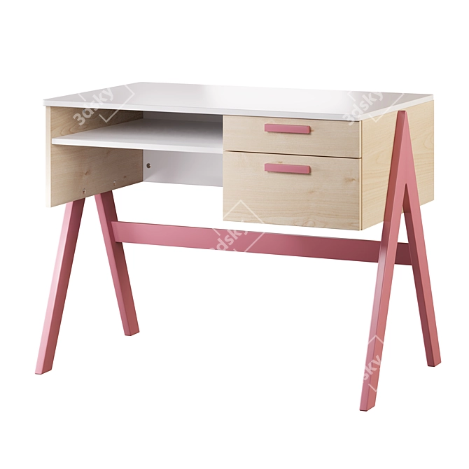 Kids Desk Set Oslo White 3D model image 5