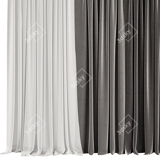 Elegant Curtain Set 2016 3D model image 2