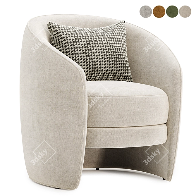 Elegant Fenna Armchair in White 3D model image 1