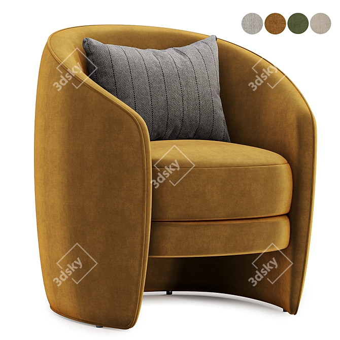 Elegant Fenna Armchair in White 3D model image 3