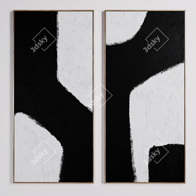 Dopio Abstract Wall Art Set 3D model image 1