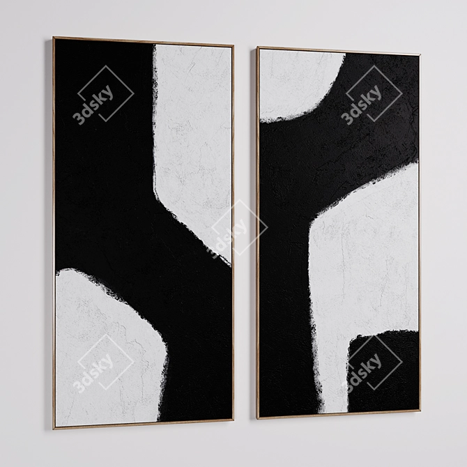 Dopio Abstract Wall Art Set 3D model image 2