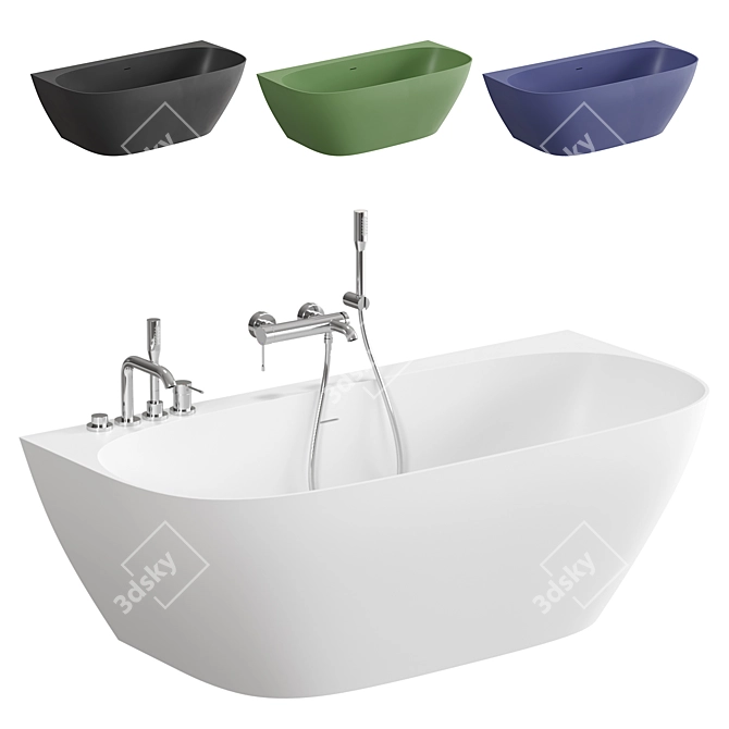 Salini Sofia Stone Bathtub 170x80 3D model image 1